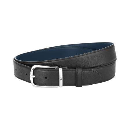 Ceinture Montblanc réversible de 35 mm en cuir noir/bleu