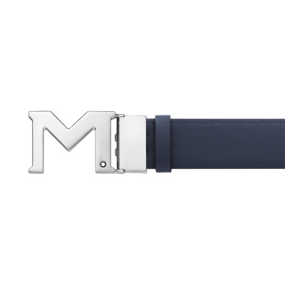 Montblanc reversible belt in blue/black leather, 35mm