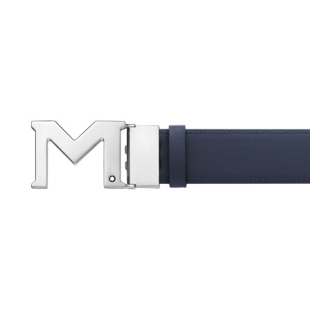 Ceinture réversible Montblanc à boucle M de 35 mm en cuir noir/bleu