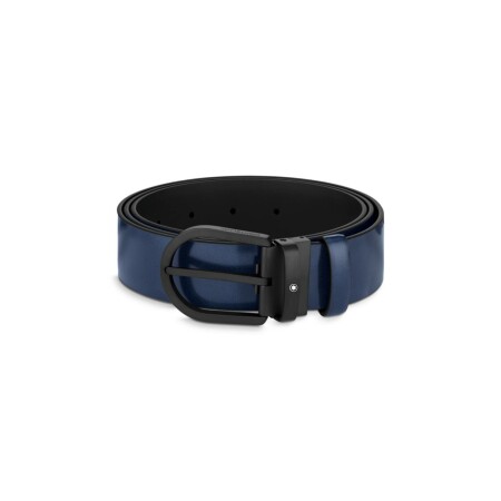 Ceinture Montblanc à boucle fer à cheval de 35 mm en cuir bleu  en cuir