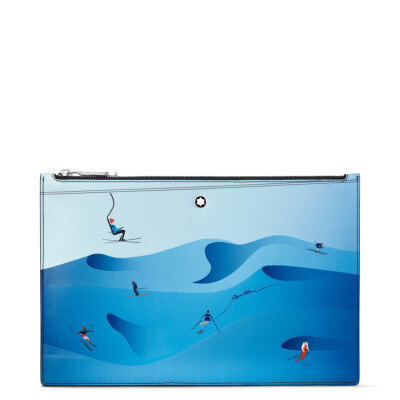 Pochette Montblanc Meisterstück Scenic avec skieurs