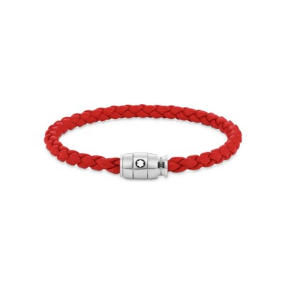 Montblanc Bracelet Steel 3 rings closing and Red leather