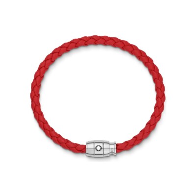 Montblanc Bracelet Steel 3 rings closing and Red leather