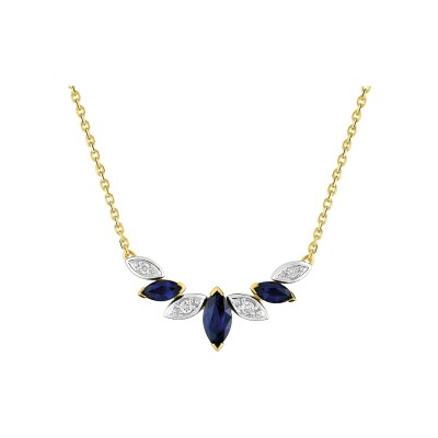 Collier en or jaune, saphir et diamant 0.05ct
