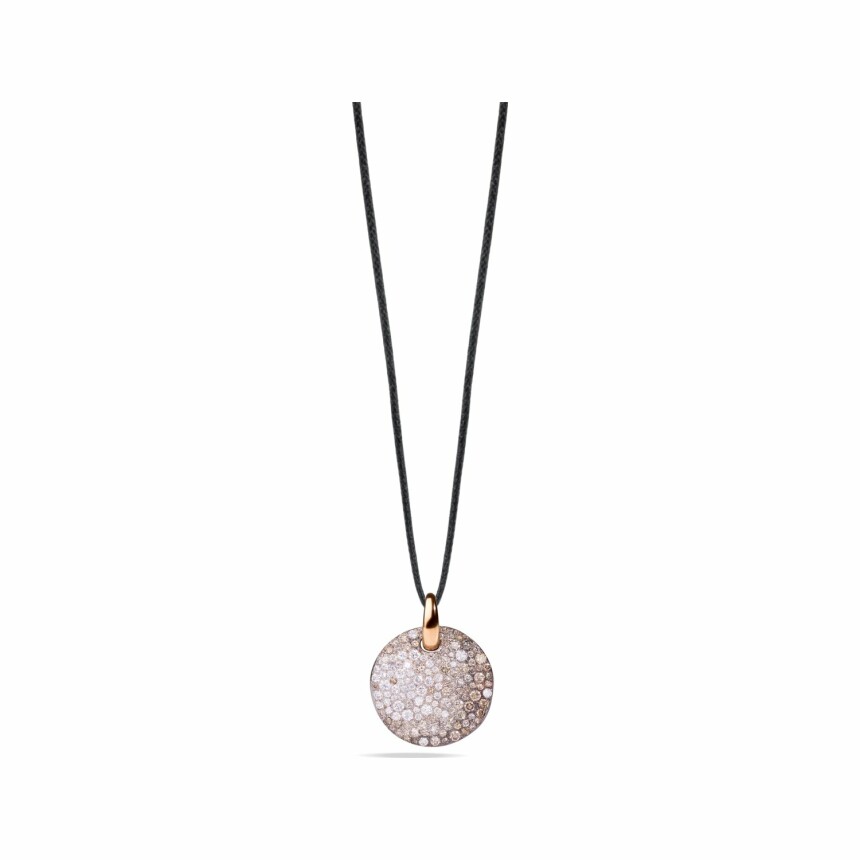 Pendentif Pomellato Sabbia en or rose, diamants bruns et blancs