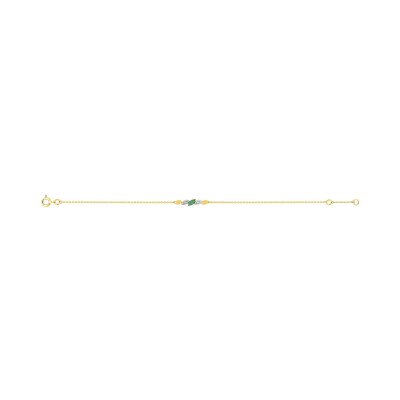 Bracelet en or jaune, émeraude et diamant 0.02ct
