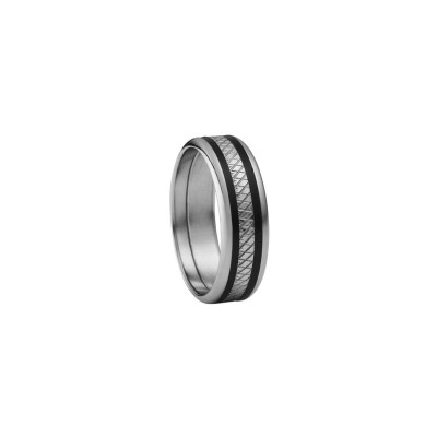 Bague Jourdan Bijoux Tyr en acier et résine noire