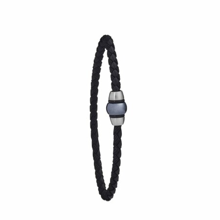 Bracelet Jourdan Bijoux Polo en cuir, acier PVD bleu