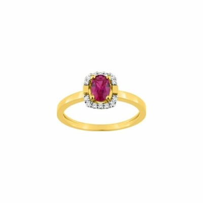 Bague en or jaune, rubis et diamants de 0.092ct