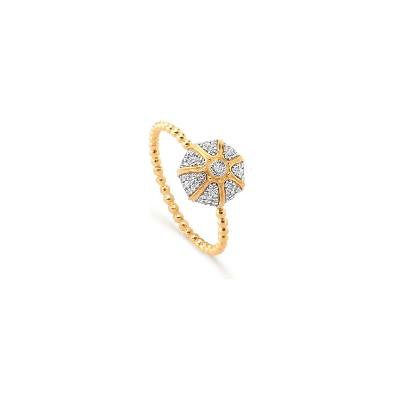 Maria Battaglia Acqua sea urchin ring, mini model, yellow gold and diamonds