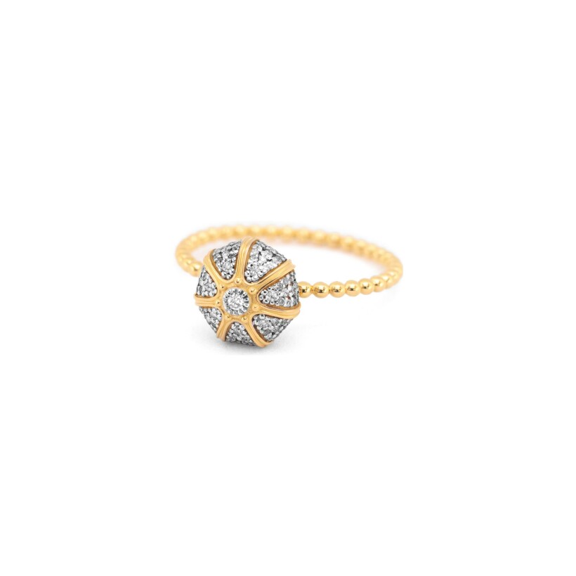 Maria Battaglia Acqua sea urchin ring, mini model, yellow gold and diamonds