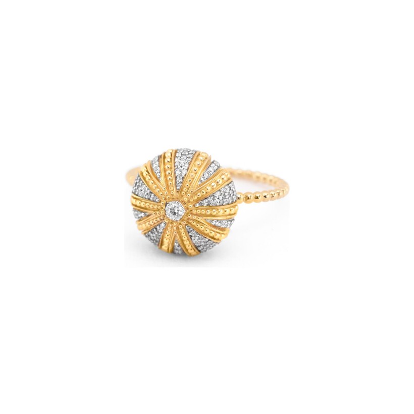 Maria Battaglia Acqua sea urchin ring, medium model, yellow gold and diamonds