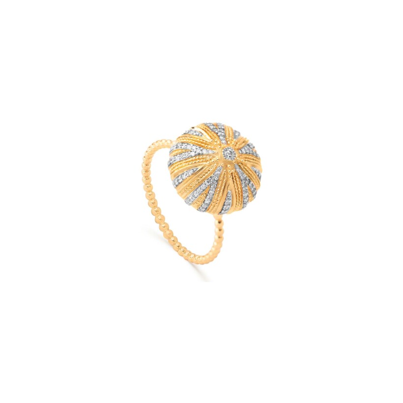 Maria Battaglia Acqua sea urchin ring, large model, yellow gold and diamonds