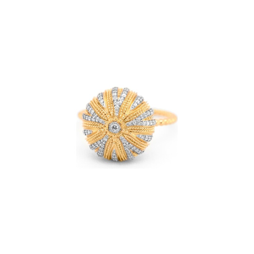 Maria Battaglia Acqua sea urchin ring, large model, yellow gold and diamonds