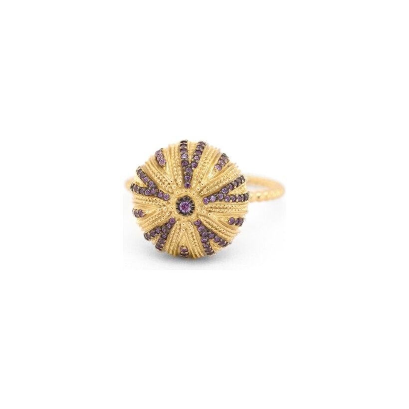 Maria Battaglia Acqua sea urchin tanzanites ring, large model, yellow gold and diamonds