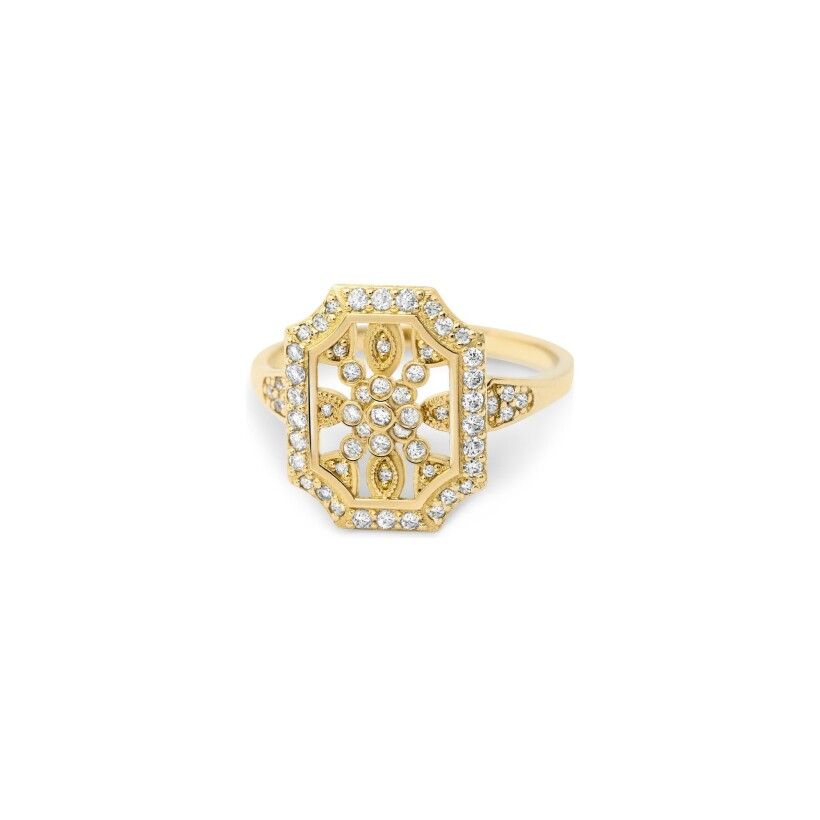 Maria Battaglia Fiama Eufrosia ring, yellow gold and diamonds