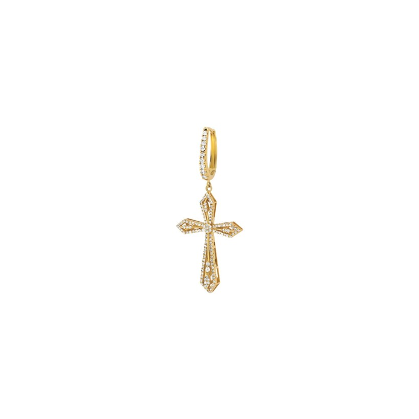 Mono boucle d'oreille Maria Battaglia Universu Single Anghjula en or jaune et diamants