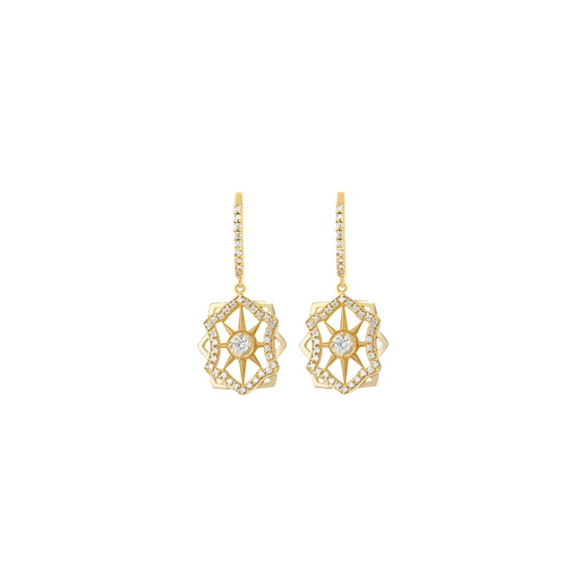 Boucles d'oreilles Maria Battaglia Terra Rosula en or jaune et diamants