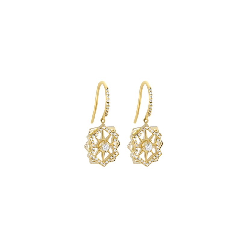 Boucles d'oreilles Maria Battaglia Terra Rosula en or jaune et diamants