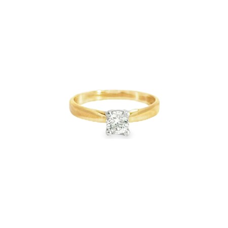 Solitaire en or jaune, or blanc et diamant