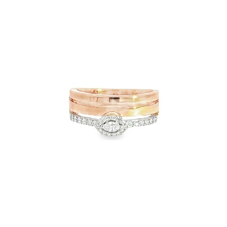 Bague en or blanc, or rose et diamants