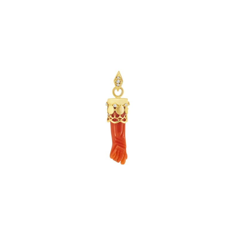 Maria Battaglia Acqua Manchette pendant, yellow gold, coral and diamonds