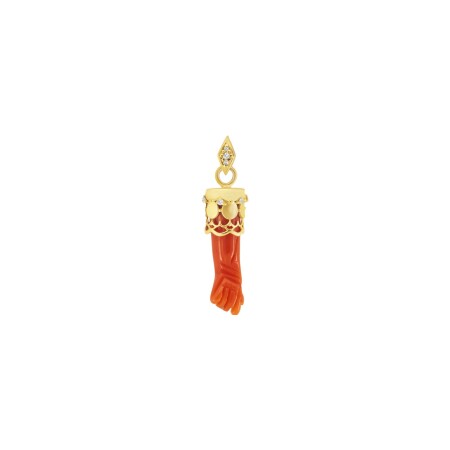 Pendentif Maria Battaglia Acqua Manchette en or jaune, corail et diamants