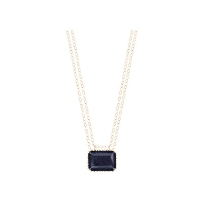 Collier Ginette NY Midnight en or rose et blue sand stone