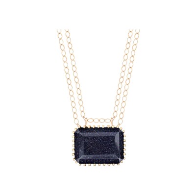 Collier Ginette NY Midnight en or rose et blue sand stone