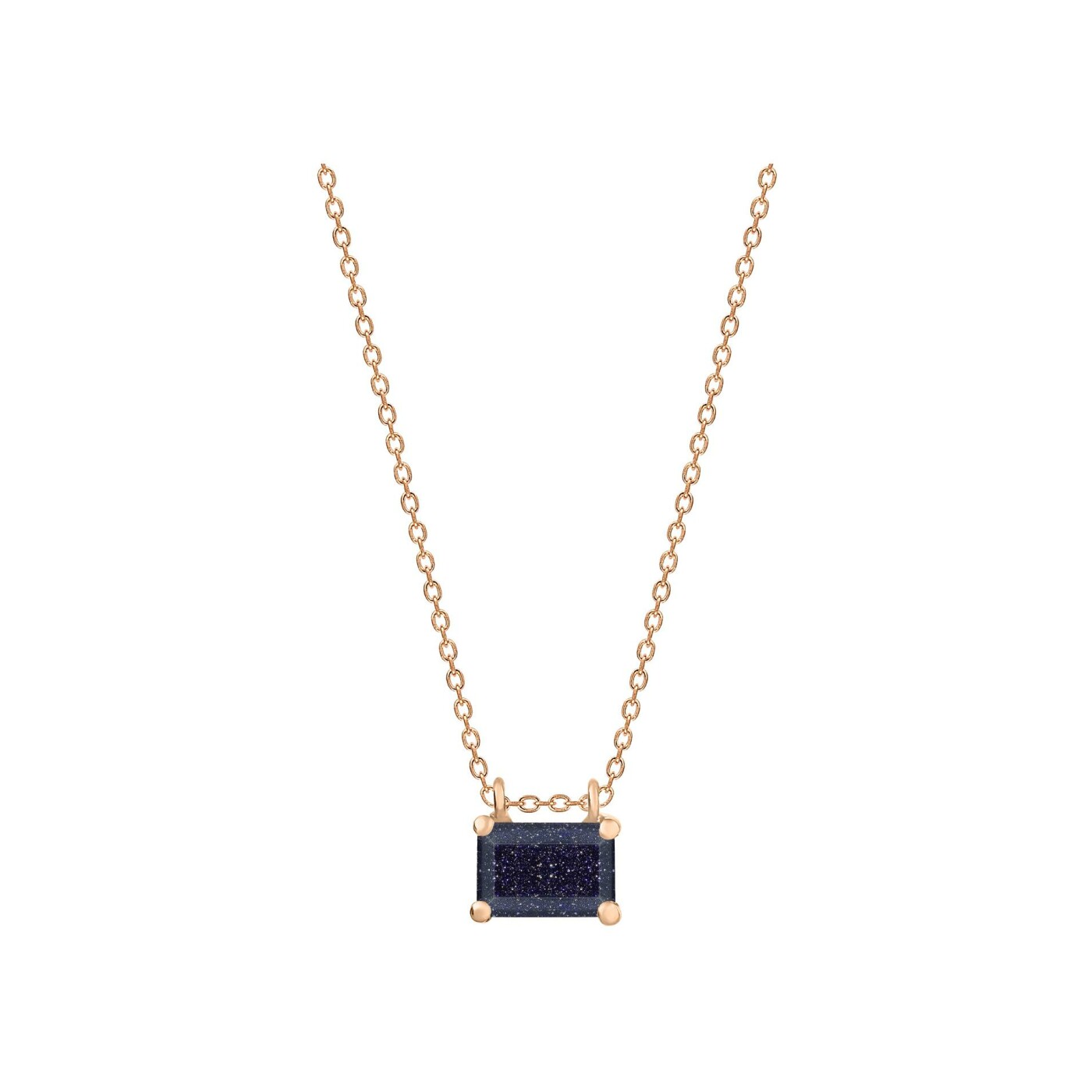 Collier Ginette NY Midnight en or rose et blue sand stone