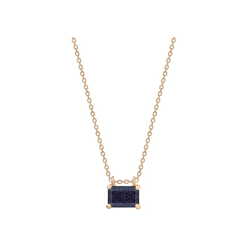 Collier Ginette NY Midnight en or rose et blue sand stone