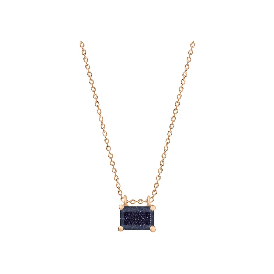 Collier Ginette NY Midnight en or rose et blue sand stone