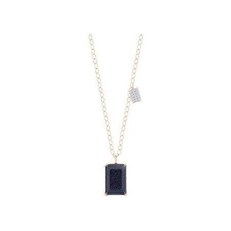 Collier Ginette NY Midnight en or rose, blue sand stone et diamants