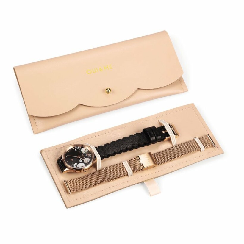 Coffret montre Oui & Me Bichette 241 et bracelet de montre en métal doré rose