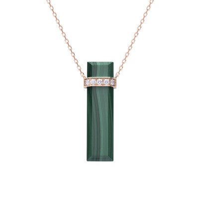 Heavenly Meteor pendant, pink gold, diamonds and malachite, large size 