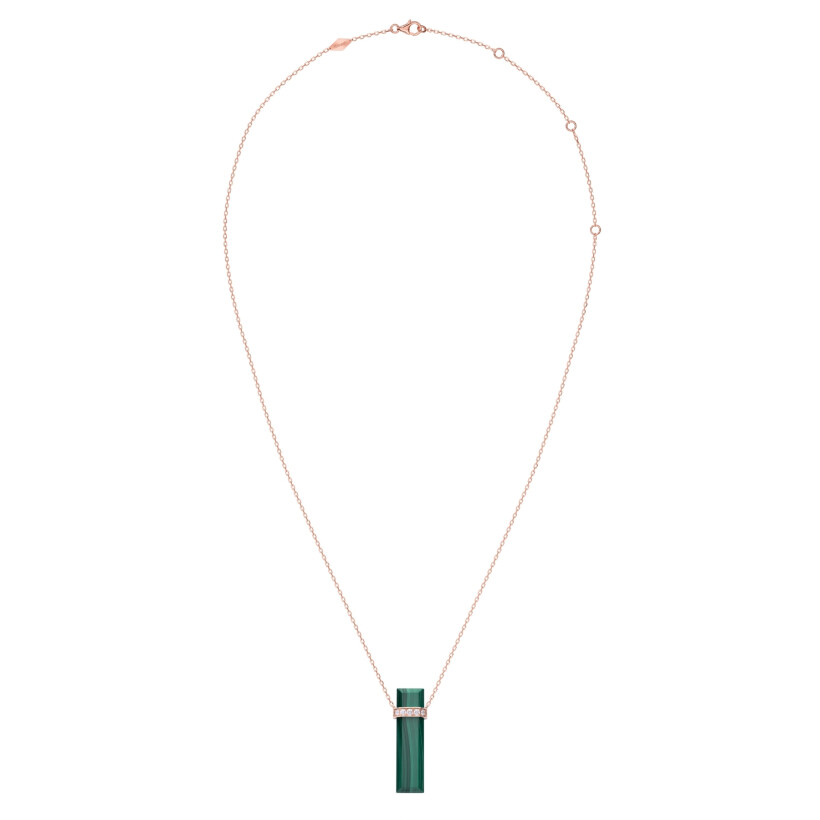 Heavenly Meteor pendant, pink gold, diamonds and malachite, large size 