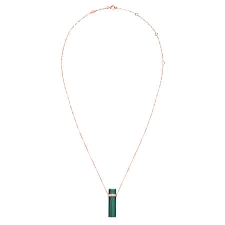 Heavenly Meteor pendant, pink gold, diamonds and malachite, large size 