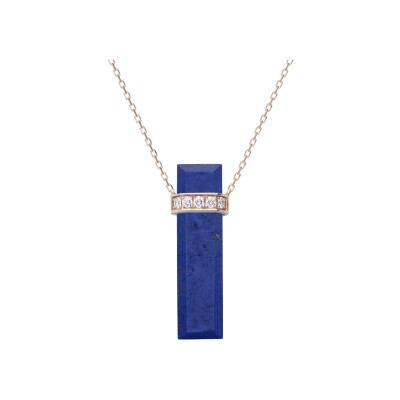 Pendant Necklace Heavenly Meteor in rose gold, diamonds and lapis lazuli, GM
