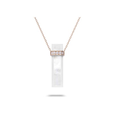 Pendant Necklace Heavenly Meteor in rose gold, diamonds and mother-of-pearl, GM