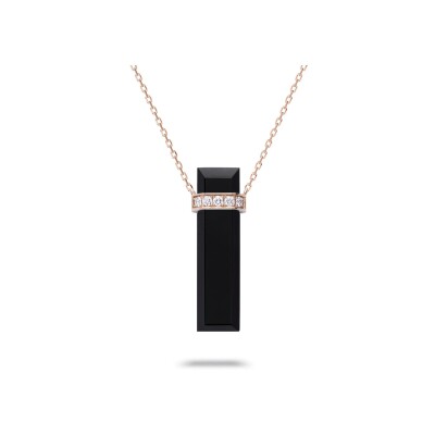 Pendant Necklace Heavenly Meteor in rose gold, diamonds and onyx, GM