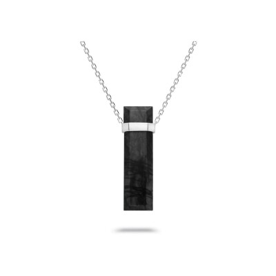Pendant Necklace Heavenly Meteor in platinum and Picasso marble, GM