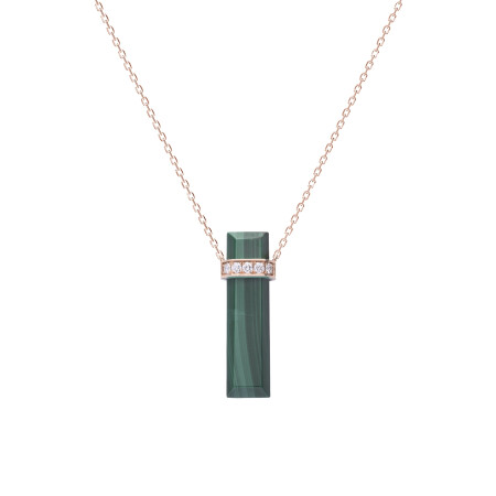 Heavenly Meteor pendant, pink gold, diamonds and malachite, small size 