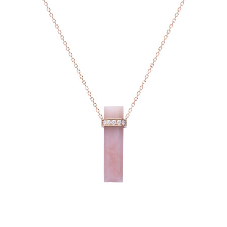 Heavenly Meteor pendant, pink gold, diamonds and pink opale, small size 