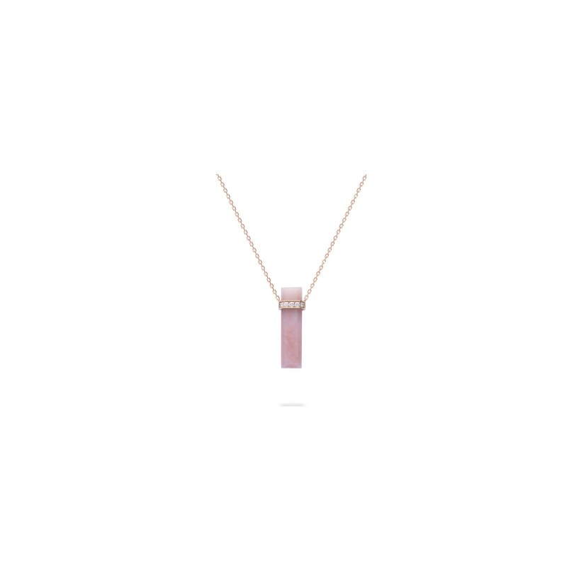 Heavenly Meteor pendant, small size, pink gold, pink opal and diamonds 
