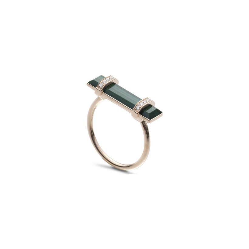 Heavenly Meteor ring, pink gold, malachite and diamonds 
