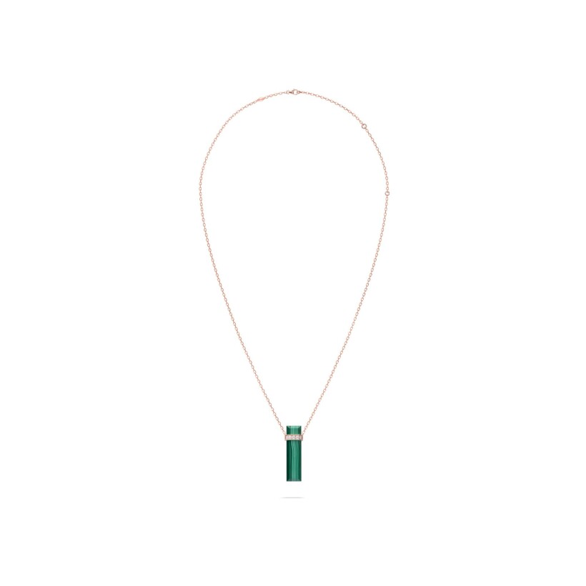 Heavenly Meteor long necklace, pink gold, malachite and diamonds 