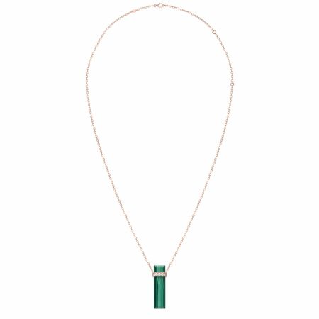 Heavenly Meteor long necklace, pink gold, diamonds and malachite