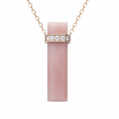 Collier sautoir Heavenly Meteor en or rose, diamants et opale rose