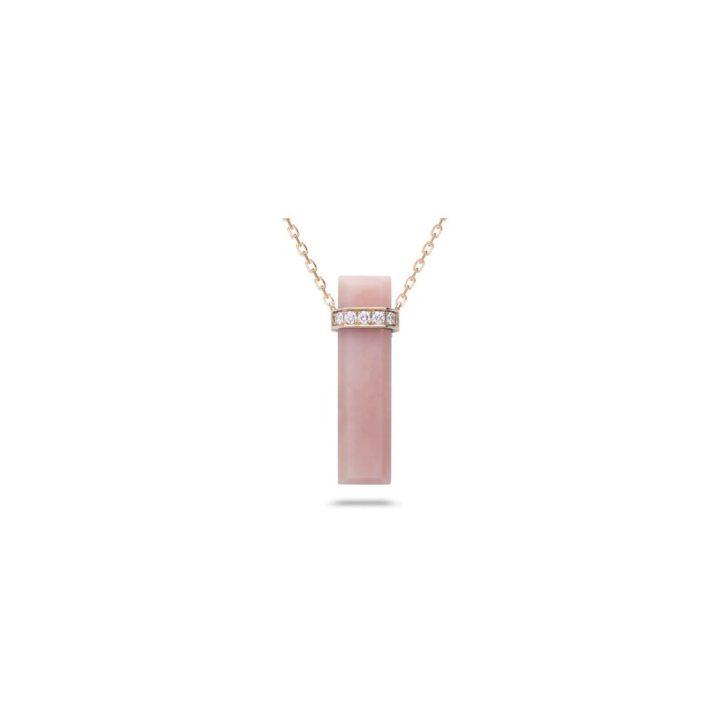 Heavenly Meteor long necklace, pink gold, pink opal and diamonds 