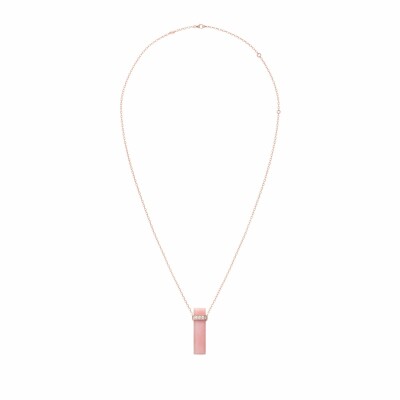 Collier sautoir Heavenly Meteor en or rose, diamants et opale rose